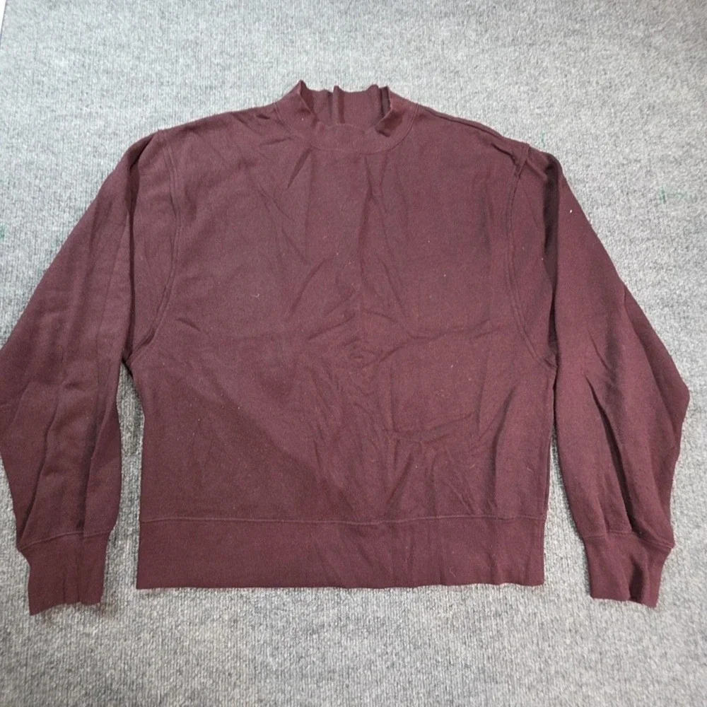 Alo Yoga Sweatshirt Womens Medium Red Mock Neck Fleece Pullover Logo Casual